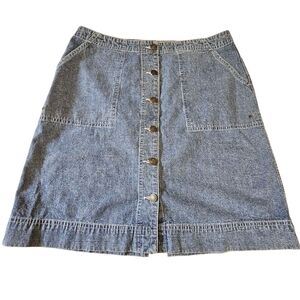Vintage Spiegel Blue A-Line Button‎ Down Knee-Length Denim Skirt Size 12